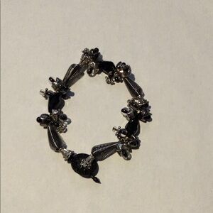 Silver-Tone and Black Beaded Toggle Bracelet - Women's Jewelry